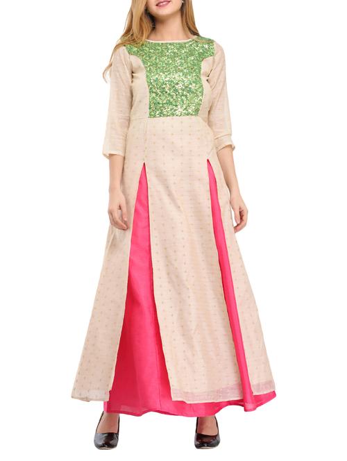 embroidered dual slit kurta palazzo set - 14979049 - Standard Image - 1