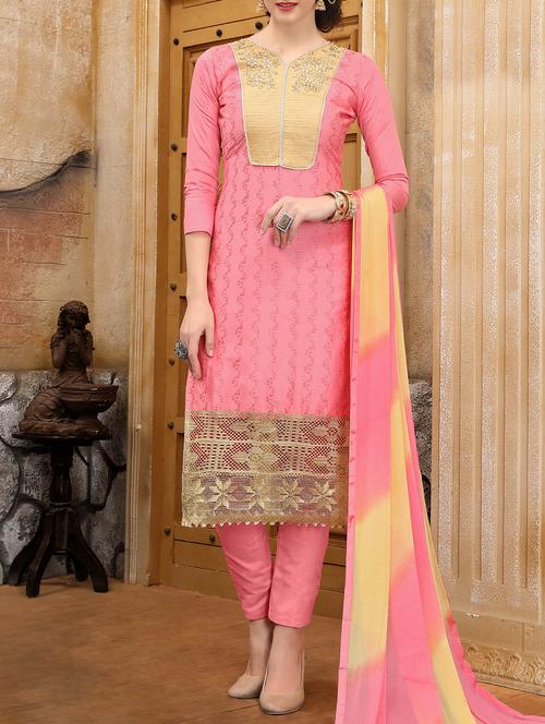 embroidered unstitched straight pant suit - 14979118 - Standard Image - 1
