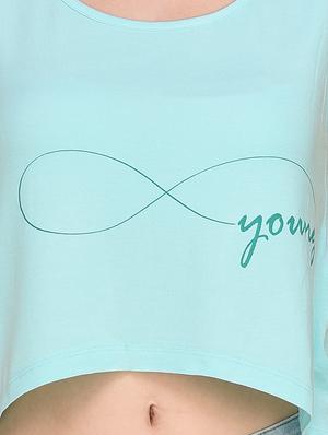 light blue solid viscose crop top - 14979633 - Standard Image - 4