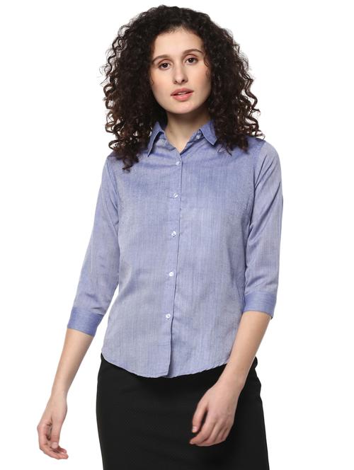 solid blue cotton shirt - 14980415 - Standard Image - 1