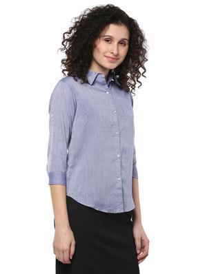 solid blue cotton shirt - 14980415 - Standard Image - 2