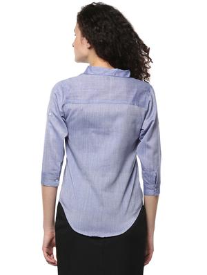 solid blue cotton shirt - 14980415 - Standard Image - 3