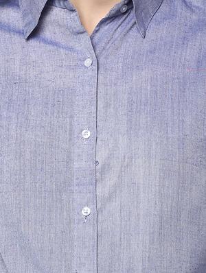 solid blue cotton shirt - 14980415 - Standard Image - 4