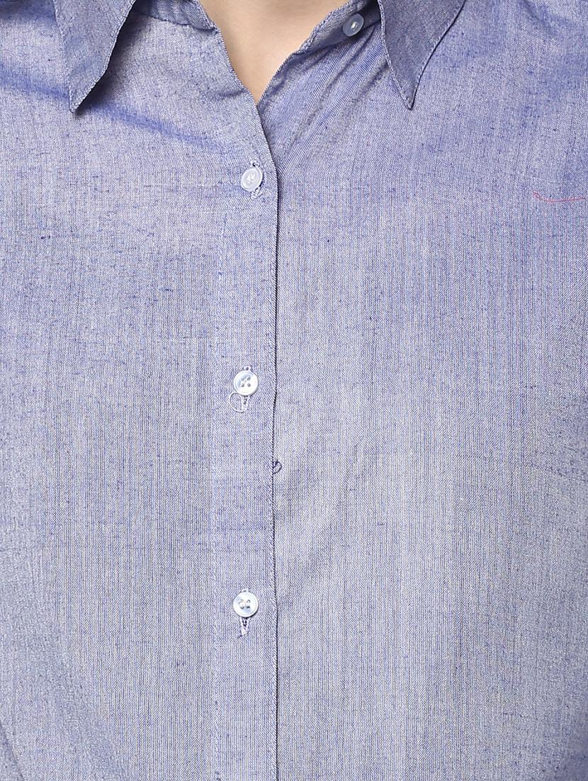 solid blue cotton shirt - 14980415 - Zoom Image - 4