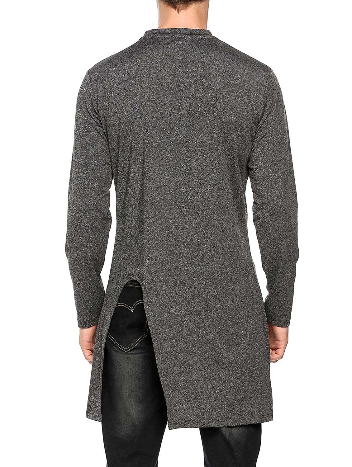 grey cotton asymmetric kurta - 14982038 - Zoom Image - 2