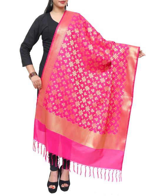 pink art silk banarasi dupatta - 14982152 - Standard Image - 1