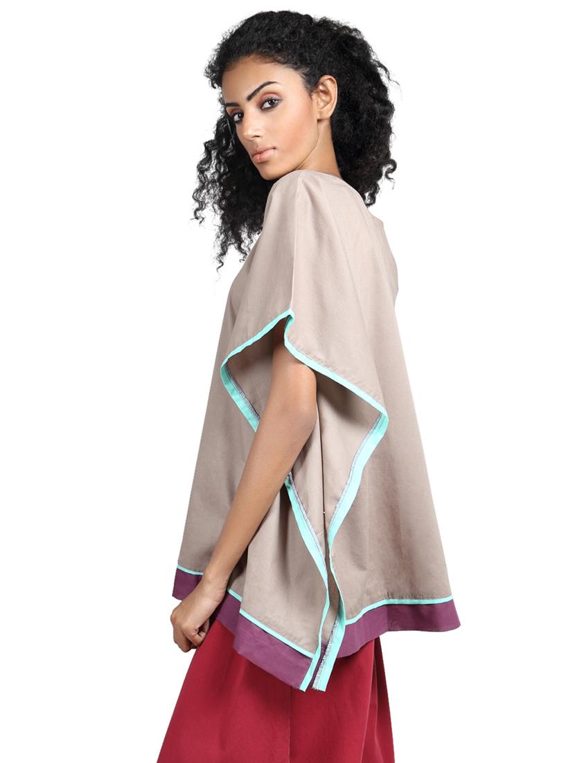 grass by gitika goyal brown cotton kaftan - 14982660 - Zoom Image - 2
