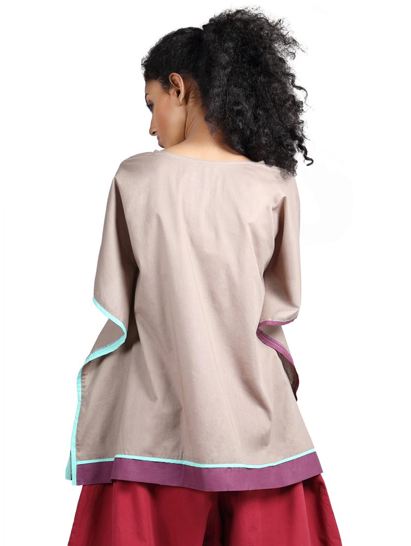 grass by gitika goyal brown cotton kaftan - 14982660 - Zoom Image - 3