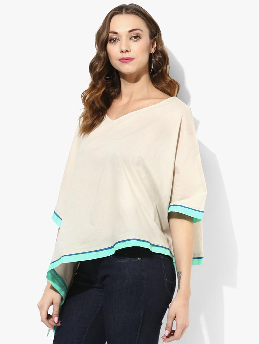 grass by gitika goyal neutral cotton kaftan - 14982666 - Zoom Image - 2