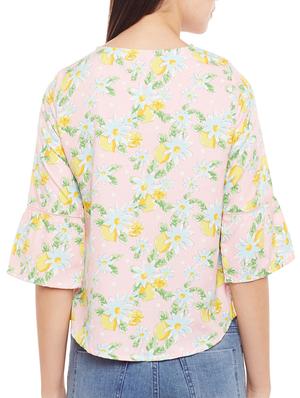 lace-up neck floral top - 14982670 - Standard Image - 3