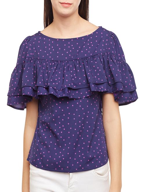 ruffled star print top - 14982675 - Standard Image - 1