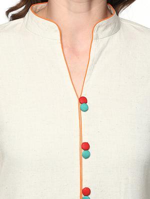 cream cotton solid straight kurta - 14984471 - Standard Image - 5