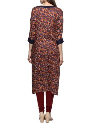 blue rayon straight kurta - 14984475 - Standard Image - 3