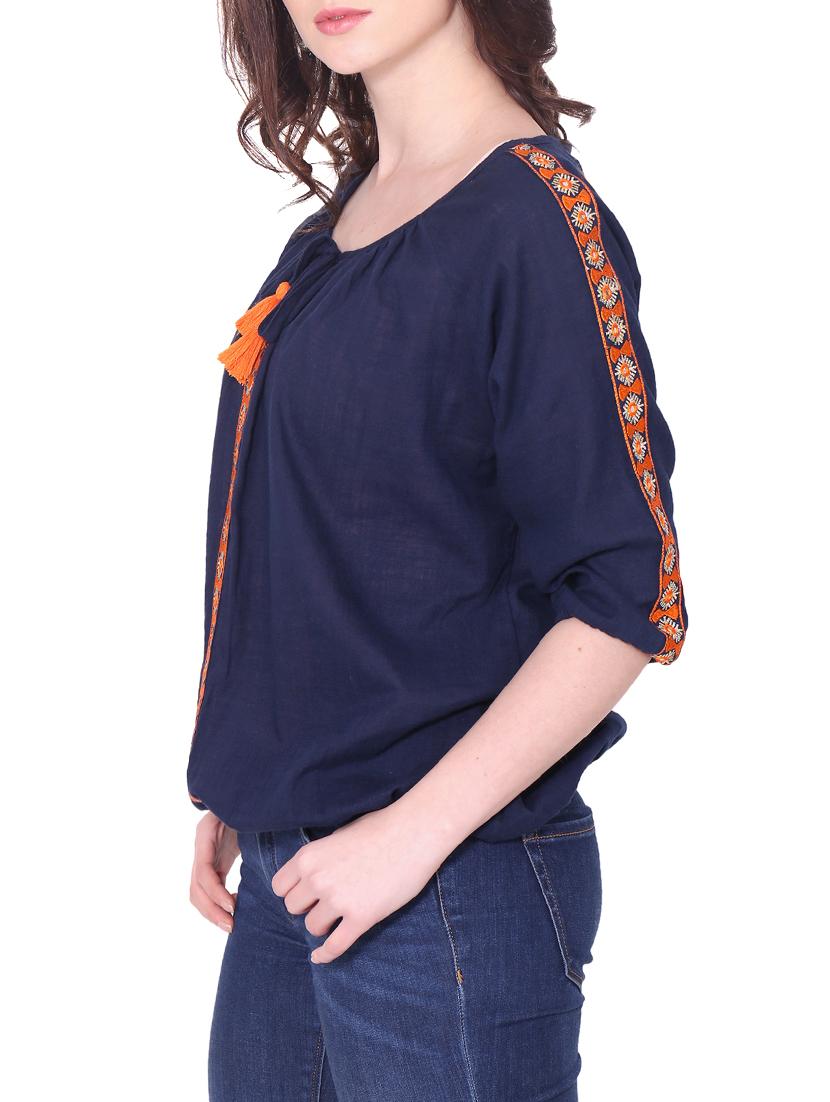 tassel tie up embroidered top - 14984482 - Zoom Image - 2