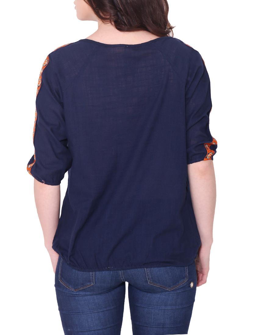 tassel tie up embroidered top - 14984482 - Zoom Image - 3