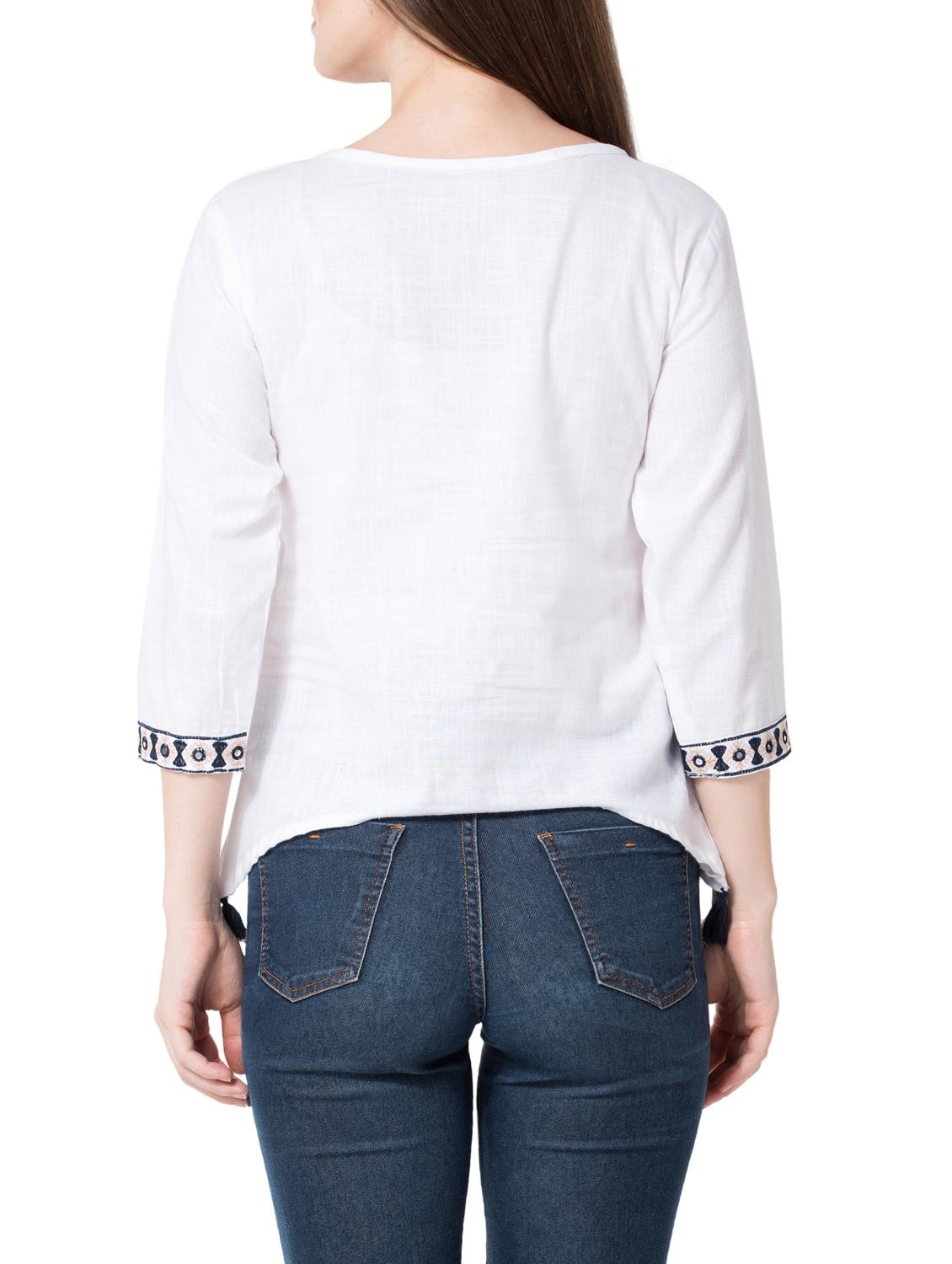round neck embroidered top - 14984520 - Zoom Image - 3