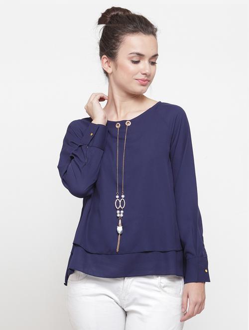 solid blue layered top - 14984820 - Standard Image - 1
