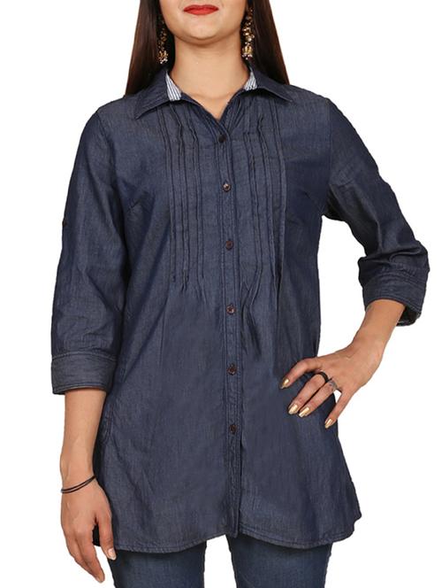 pin tuck detail shirt tunic - 14985212 - Standard Image - 1