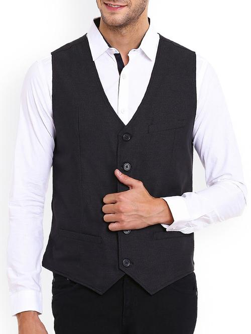 black cotton waist coat - 14985224 - Standard Image - 1