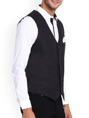 black cotton waist coat - 14985224 - Standard Image - 2