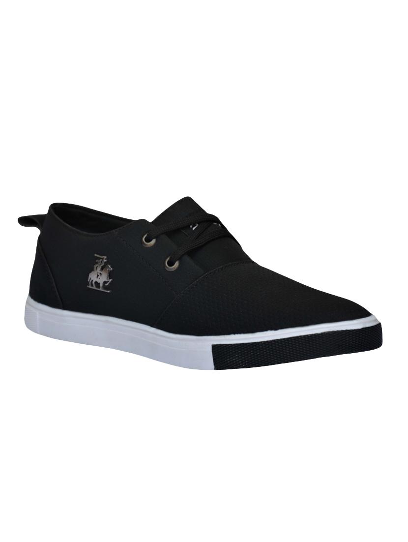 black leatherette lace up sneaker - 14985864 - Zoom Image - 1