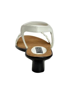white faux leather back strap sandals - 14986271 - Standard Image - 3