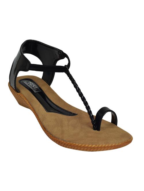 Hero Shoe Line Synthetic Leather Made Black Colored Wedges For Women's - 14986287 - Standard Image - 1