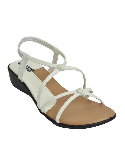 white faux leather back strap sandals - 14986294 - Standard Image - 1