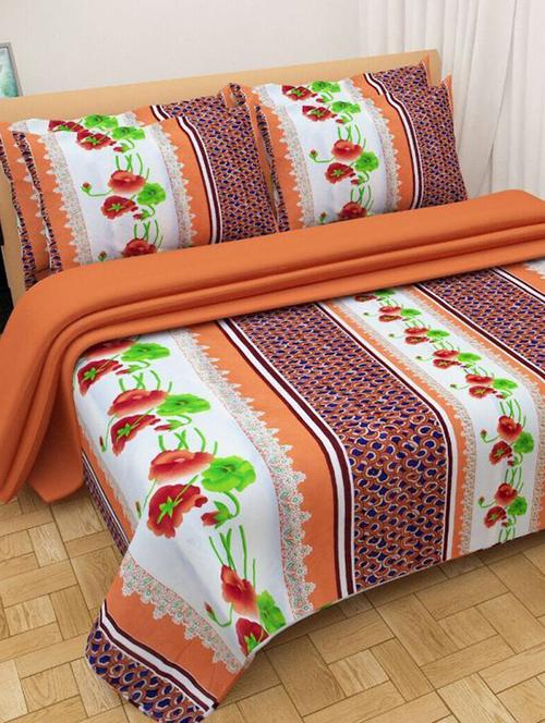 polycotton 140tc double bedsheet with 2 pillow covers - 14986315 - Standard Image - 1