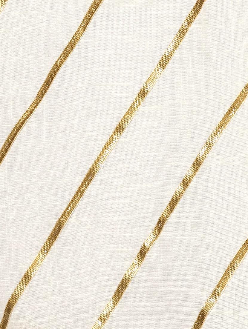 indian dobby cream cotton straight gotta patti kurta - 14986361 - Zoom Image - 6