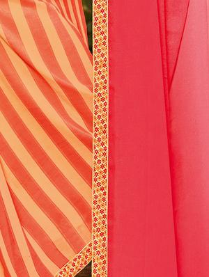 peach georgette half and half saree with blouse - 14986486 - Standard Image - 2