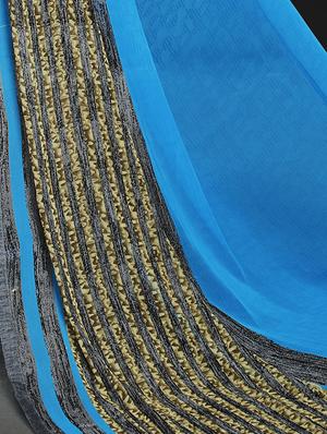 sky blue georgette printed saree with blouse - 14986515 - Standard Image - 2