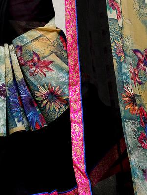 floral printed saree with blouse - 14986638 - Standard Image - 2