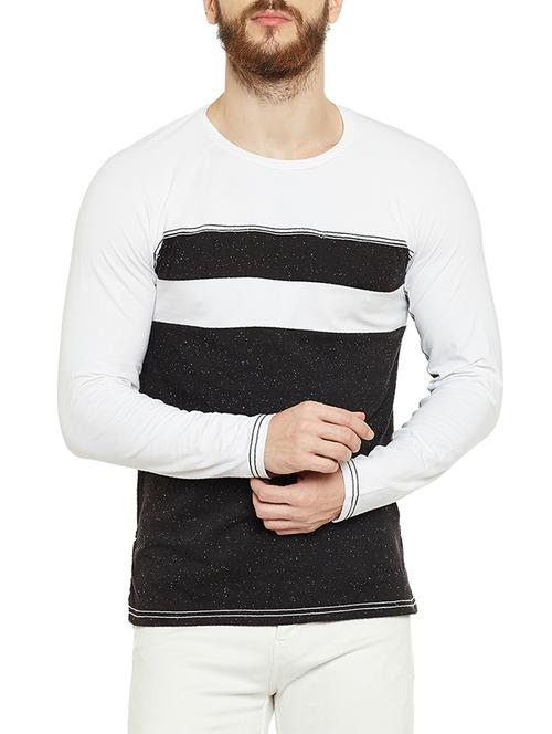black cotton color block t-shirt - 14986838 - Standard Image - 1