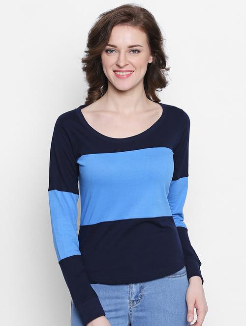 scoop neck color block tee - 14986844 - Standard Image - 1