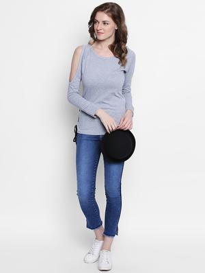 grey solid cotton top - 14986864 - Standard Image - 4