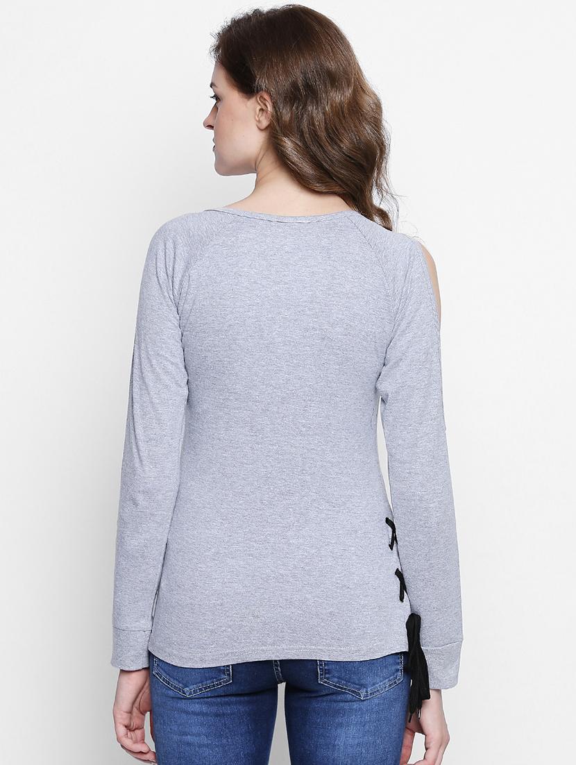 grey solid cotton top - 14986864 - Zoom Image - 3