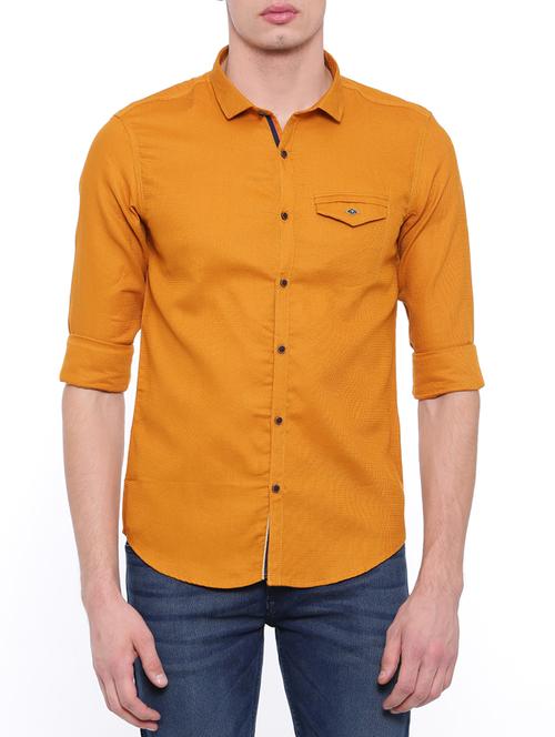 mustard cotton casual shirt - 14986926 - Standard Image - 1