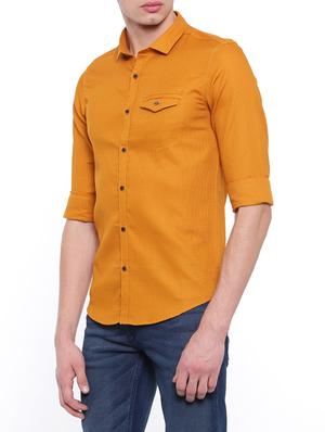 mustard cotton casual shirt - 14986926 - Standard Image - 2