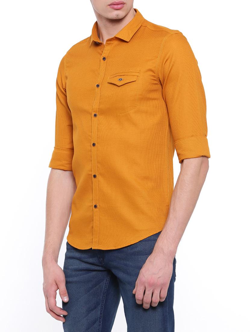 mustard cotton casual shirt - 14986926 - Zoom Image - 2