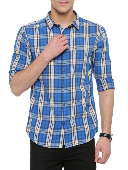 blue cotton casual shirt - 14986927 - Standard Image - 1