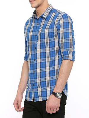 blue cotton casual shirt - 14986927 - Standard Image - 2