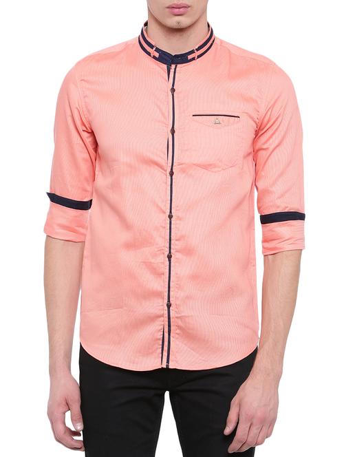 peach cotton casual shirt - 14986933 - Standard Image - 1