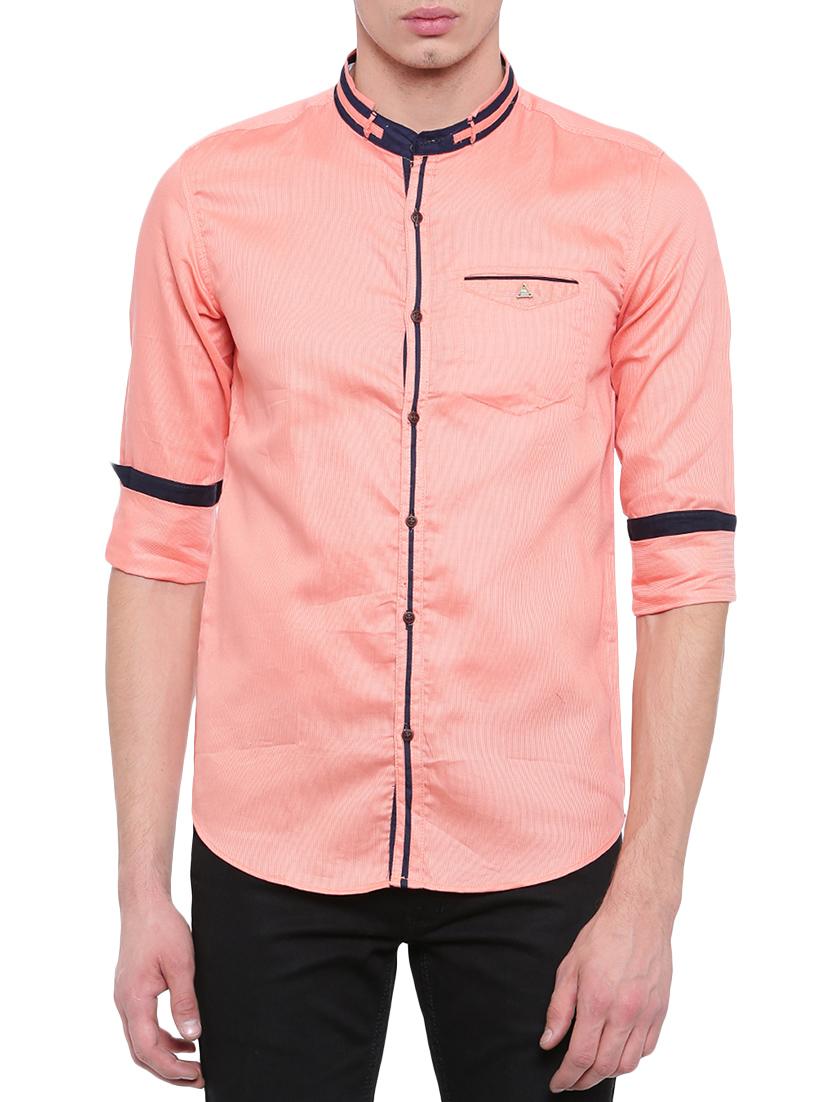 peach cotton casual shirt - 14986933 - Zoom Image - 1