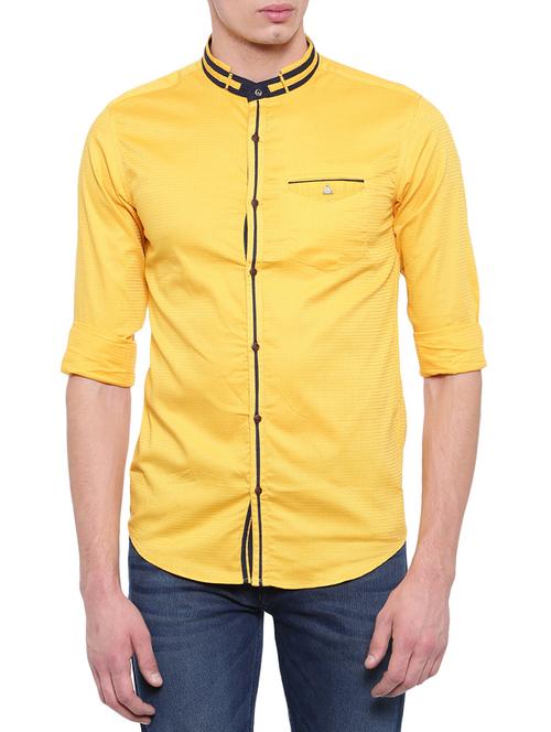 yellow cotton casual shirt - 14986934 - Standard Image - 1