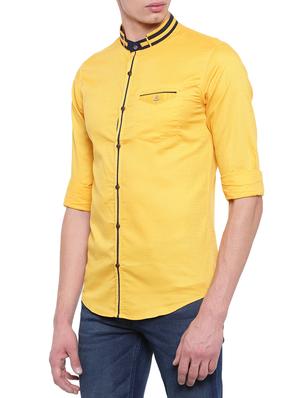 yellow cotton casual shirt - 14986934 - Standard Image - 2