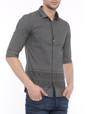 grey cotton casual shirt - 14986963 - Standard Image - 2