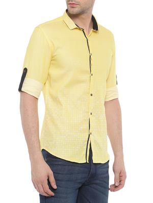yellow cotton casual shirt - 14986965 - Standard Image - 2