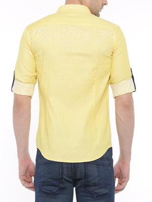 yellow cotton casual shirt - 14986965 - Standard Image - 3