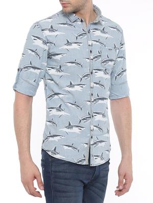 light blue cotton casual shirt - 14986980 - Standard Image - 2